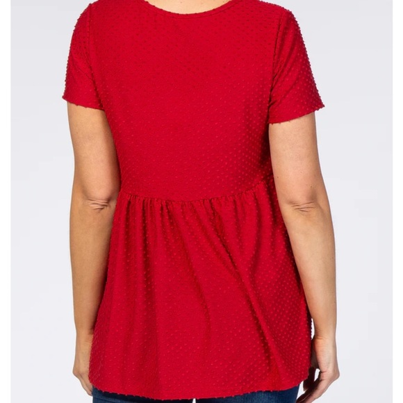 Pinkblush Red Swiss Dot Tiered Maternity Top - Picture 7 of 9